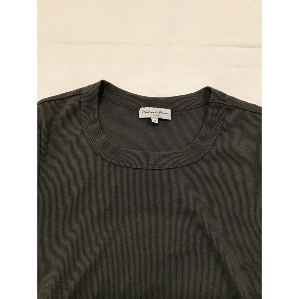 Michael Stars Womens Ribbed Ruched Side T-Shirt Mini Dress Charcoal Grey XL - Picture 2 of 5